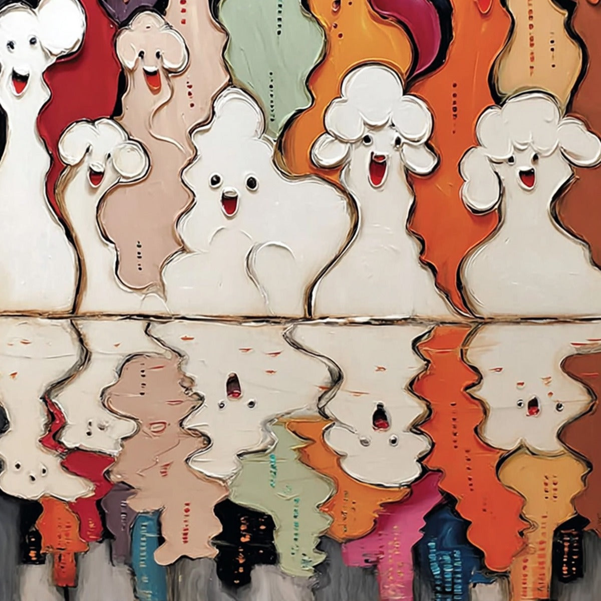 CONCRETE CARNIVAL: Textured Abstract Cityscape Painting with Whimsical Figures