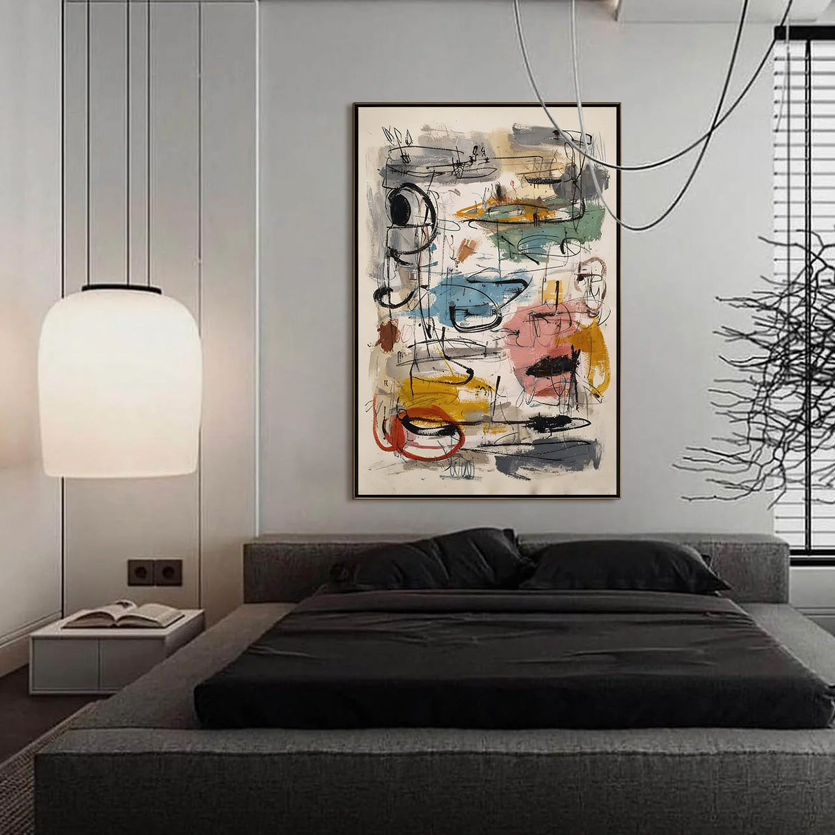 CONCRETE JUNGLE SYMPHONY: Large Vertical Colorful Abstract Wall Art