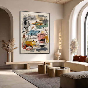 CONCRETE JUNGLE SYMPHONY: Large Vertical Colorful Abstract Wall Art