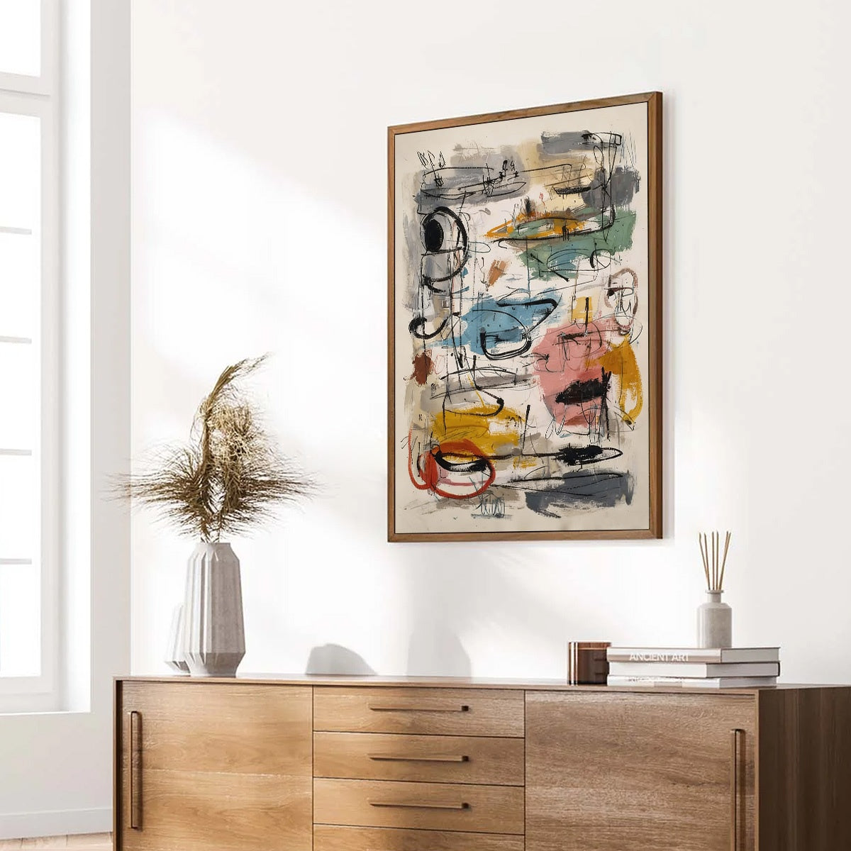 CONCRETE JUNGLE SYMPHONY: Large Vertical Colorful Abstract Wall Art