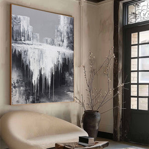 CONCRETE CASCADE: Textured Black and White Abstract Cityscape