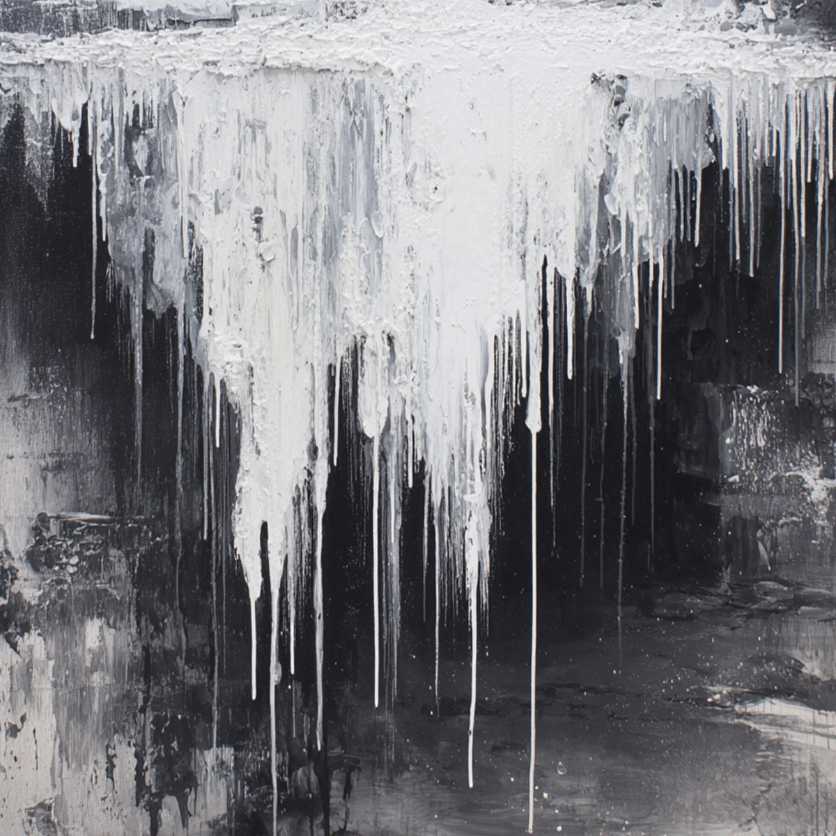 CONCRETE CASCADE: Textured Black and White Abstract Cityscape