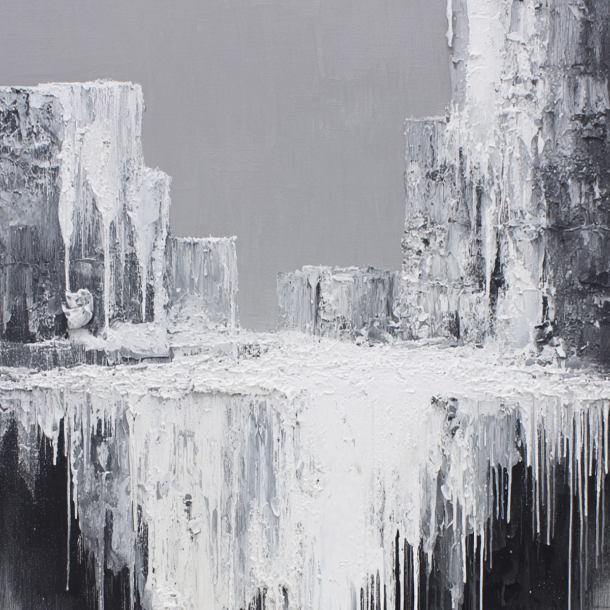 CONCRETE CASCADE: Textured Black and White Abstract Cityscape