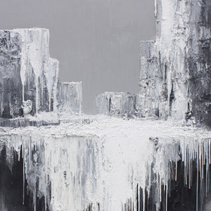 CONCRETE CASCADE: Textured Black and White Abstract Cityscape