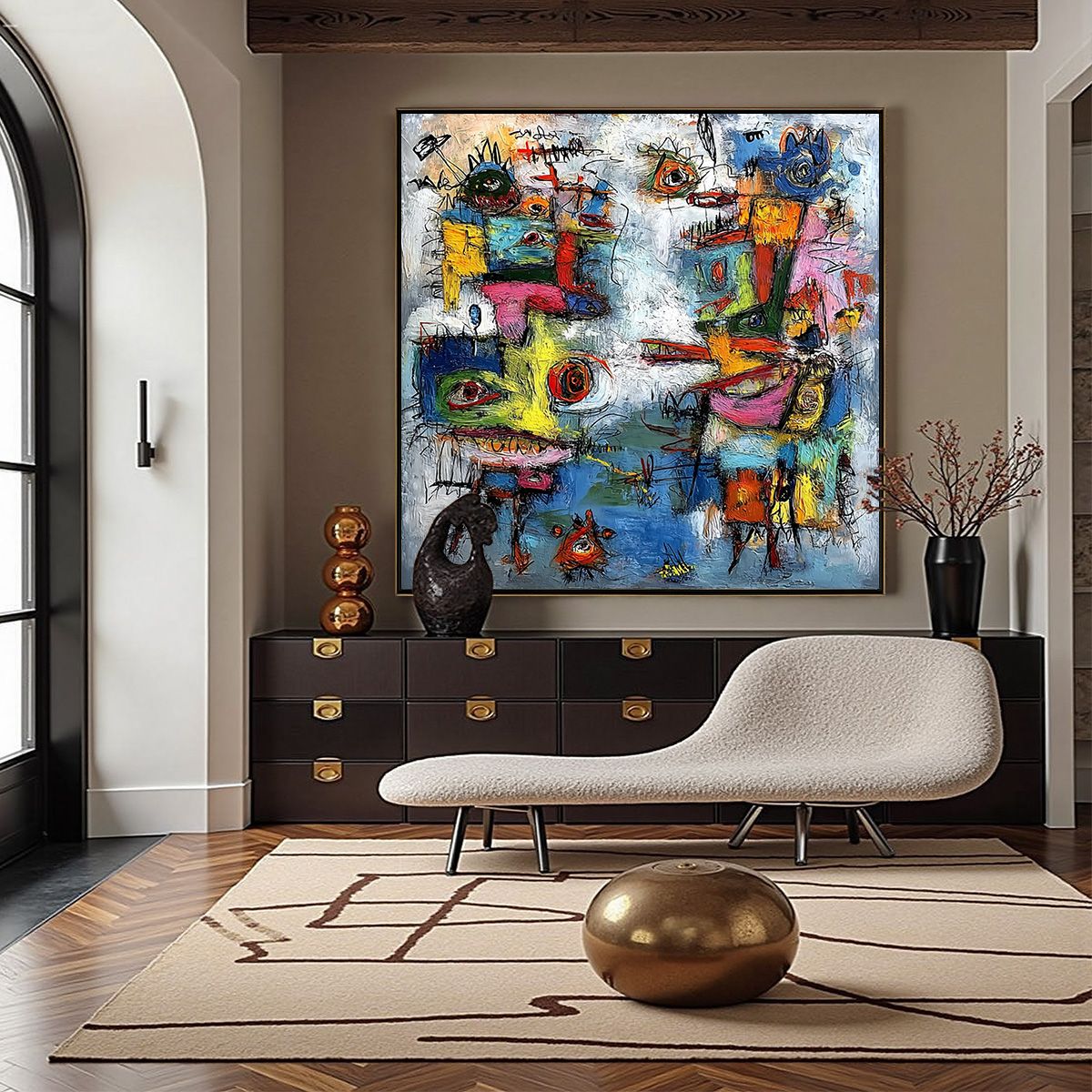 CONFRONTATION: Vibrant Abstract Figurative Expressionist Painting