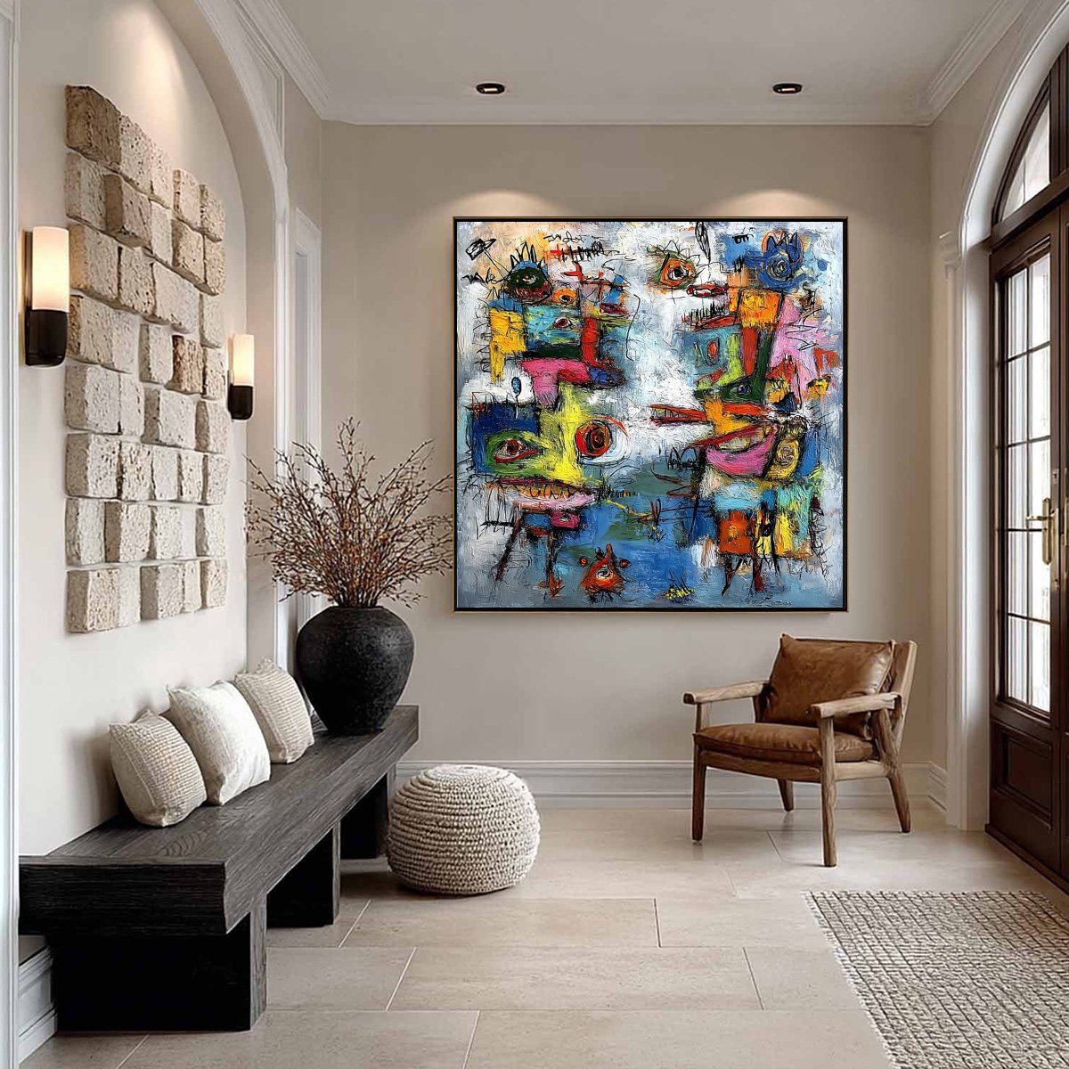 CONFRONTATION: Vibrant Abstract Figurative Expressionist Painting