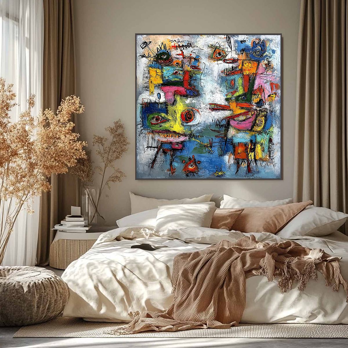 CONFRONTATION: Vibrant Abstract Figurative Expressionist Painting