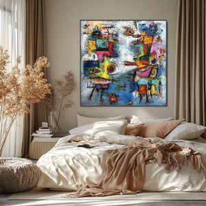 CONFRONTATION: Vibrant Abstract Figurative Expressionist Painting