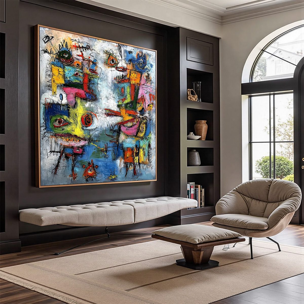 CONFRONTATION: Vibrant Abstract Figurative Expressionist Painting