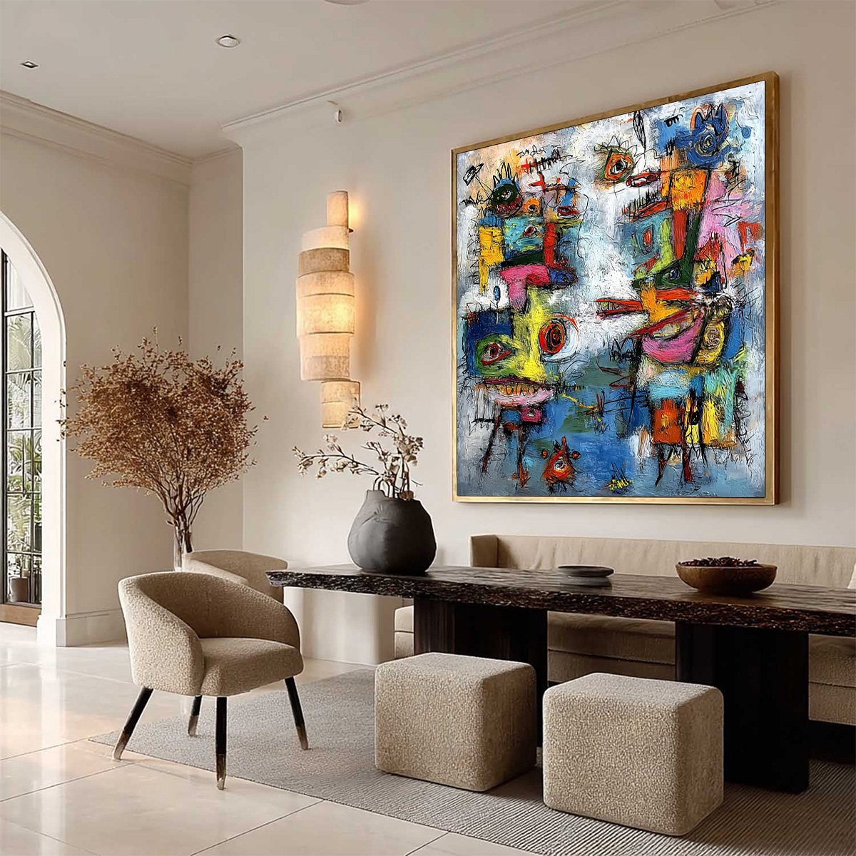CONFRONTATION: Vibrant Abstract Figurative Expressionist Painting