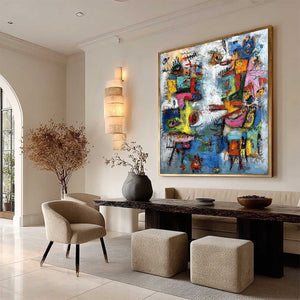 CONFRONTATION: Vibrant Abstract Figurative Expressionist Painting