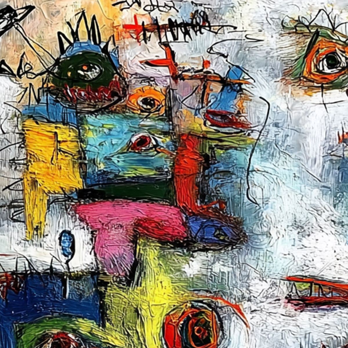 CONFRONTATION: Vibrant Abstract Figurative Expressionist Painting