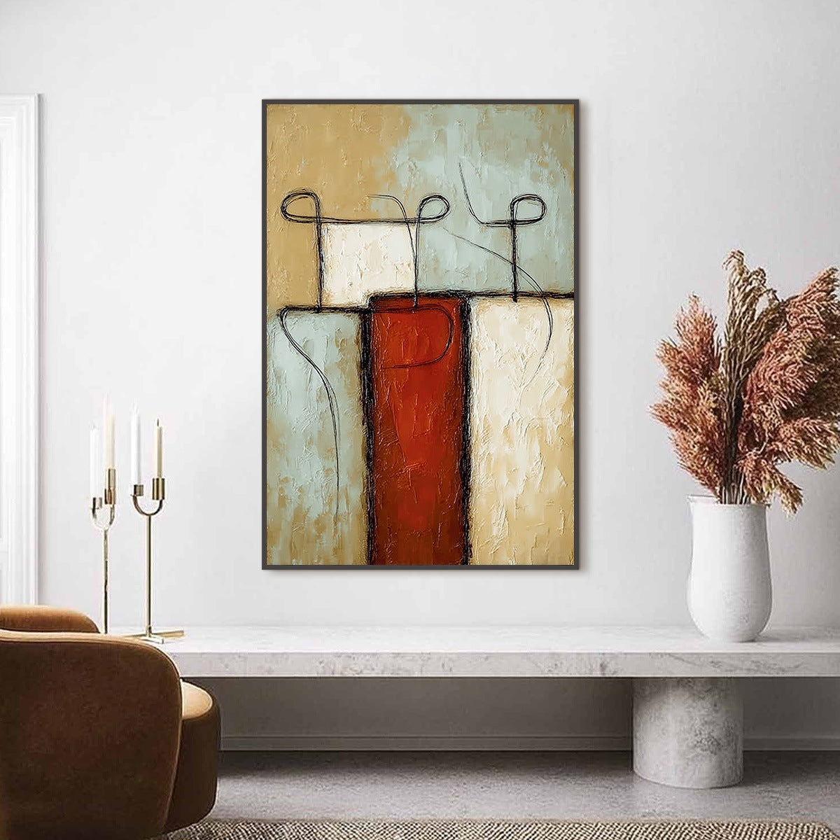 CONNECTION: Textured Minimalist Abstract Figurative Painting