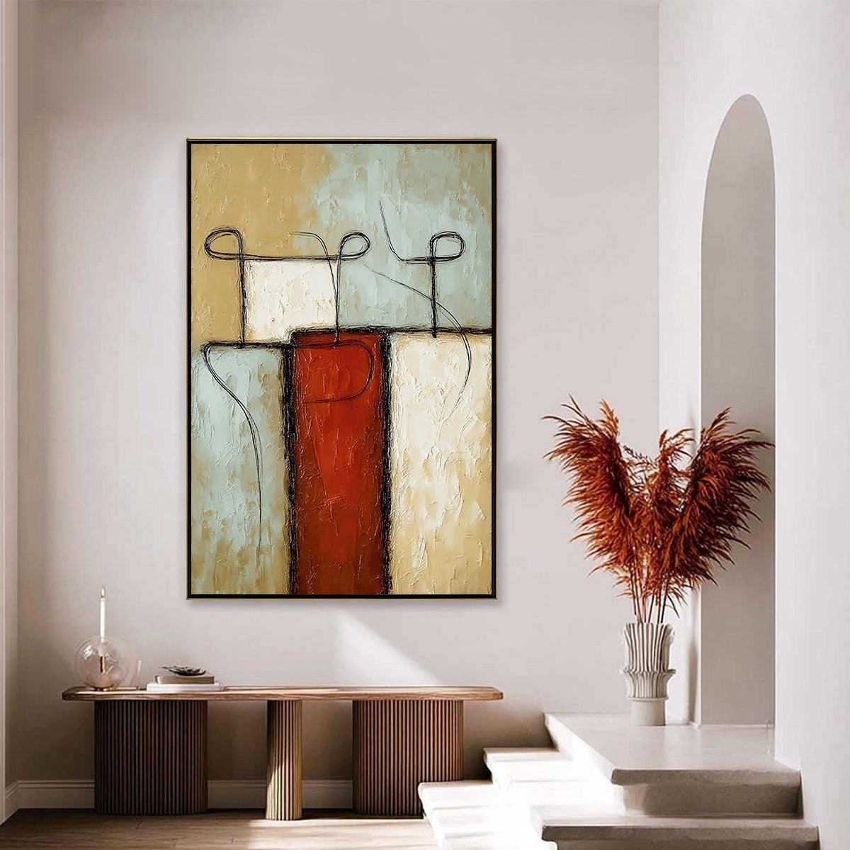 CONNECTION: Textured Minimalist Abstract Figurative Painting