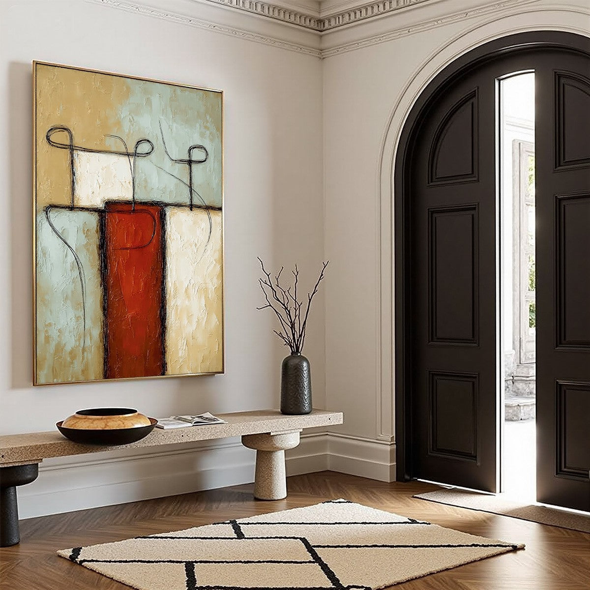 CONNECTION: Textured Minimalist Abstract Figurative Painting