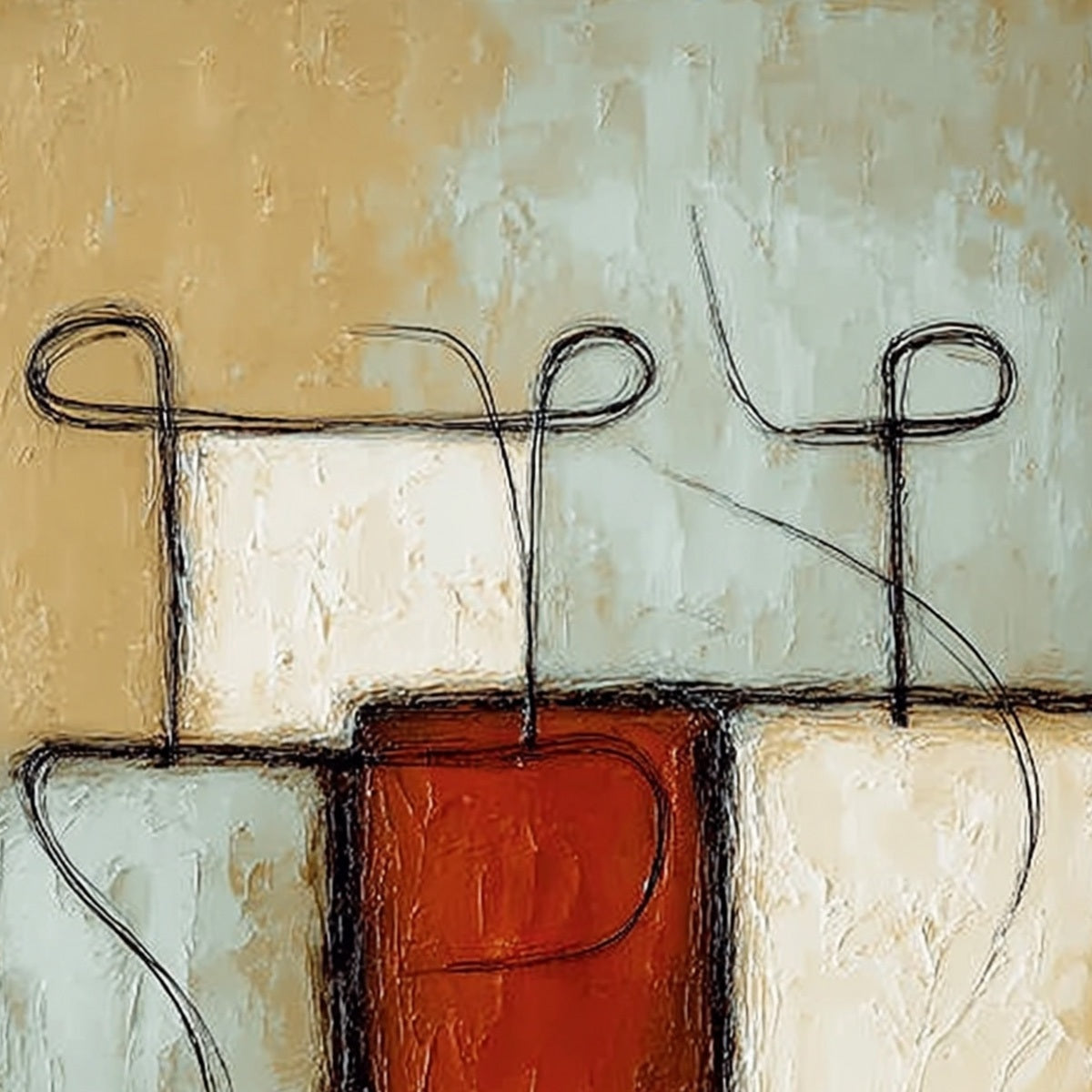 CONNECTION: Textured Minimalist Abstract Figurative Painting