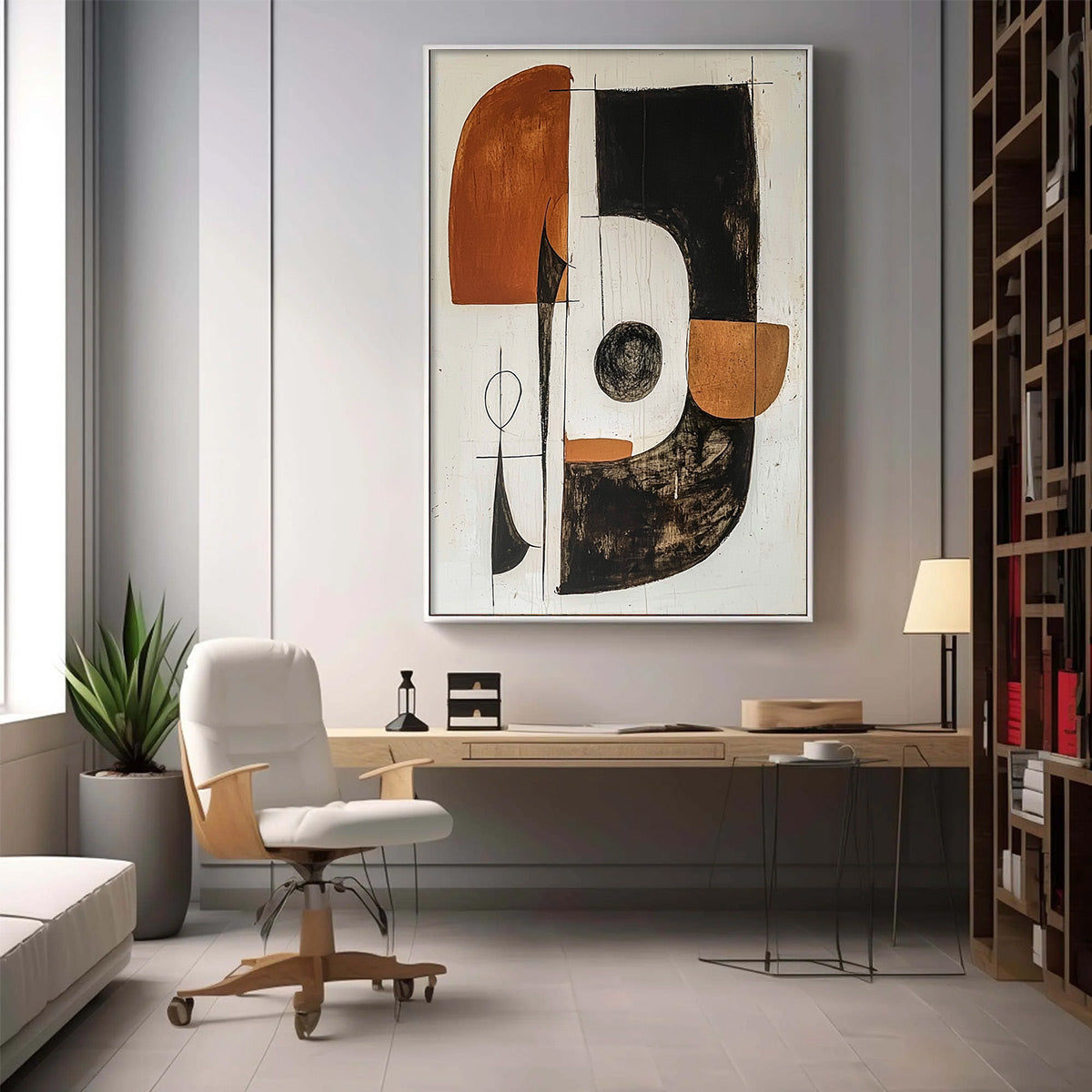 Construct: Original Modern Abstract Oil Painting - Black Brown