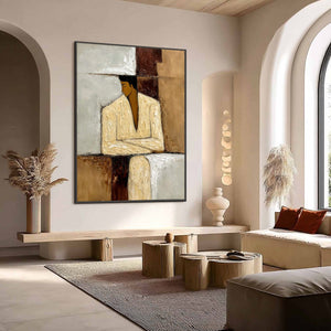 CONTEMPLATION: Textured Abstract Figurative Portrait Oil Painting