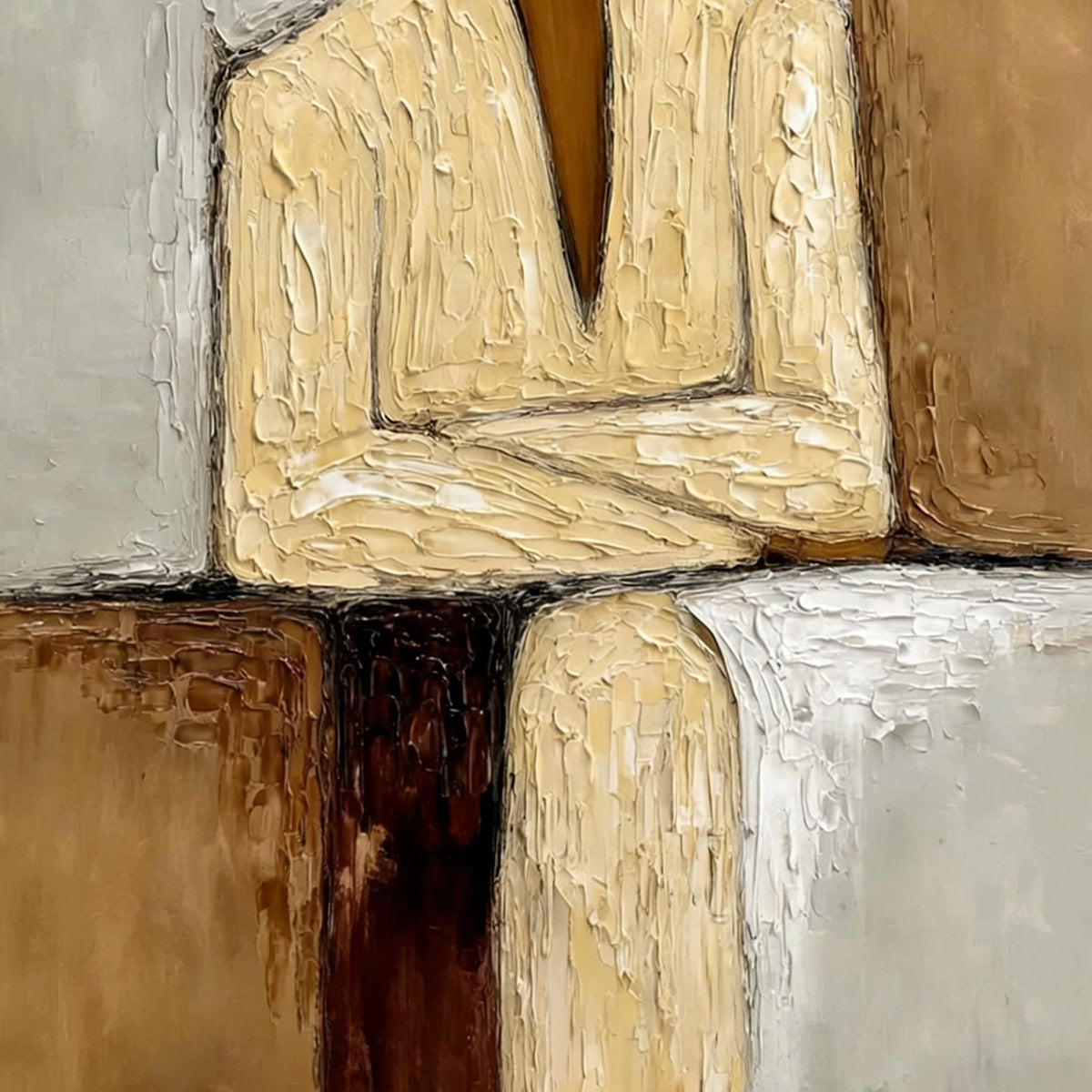 CONTEMPLATION: Textured Abstract Figurative Portrait Oil Painting
