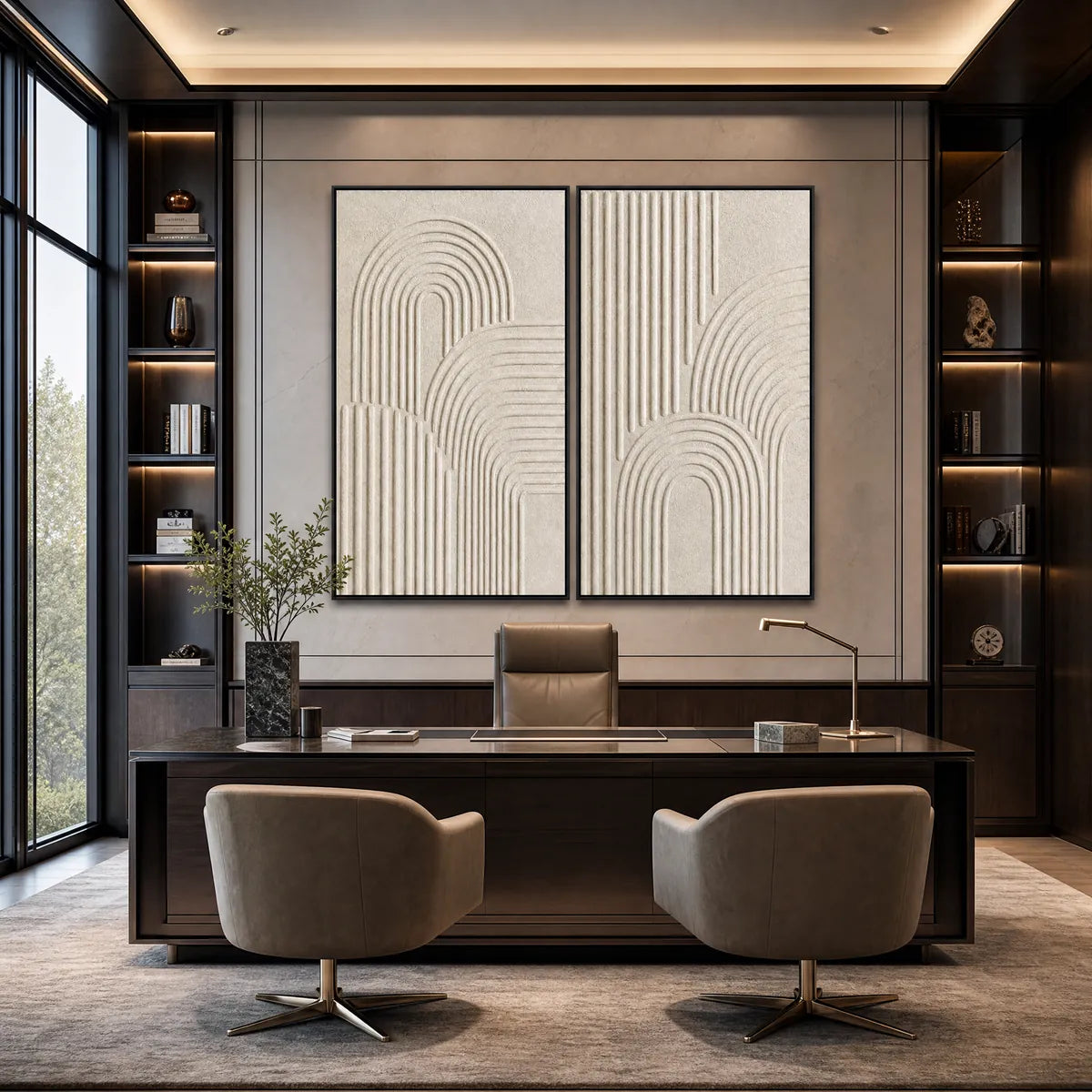 CONTINUUM: Beige Textured Minimalist Wabi-Sabi Abstract Diptych