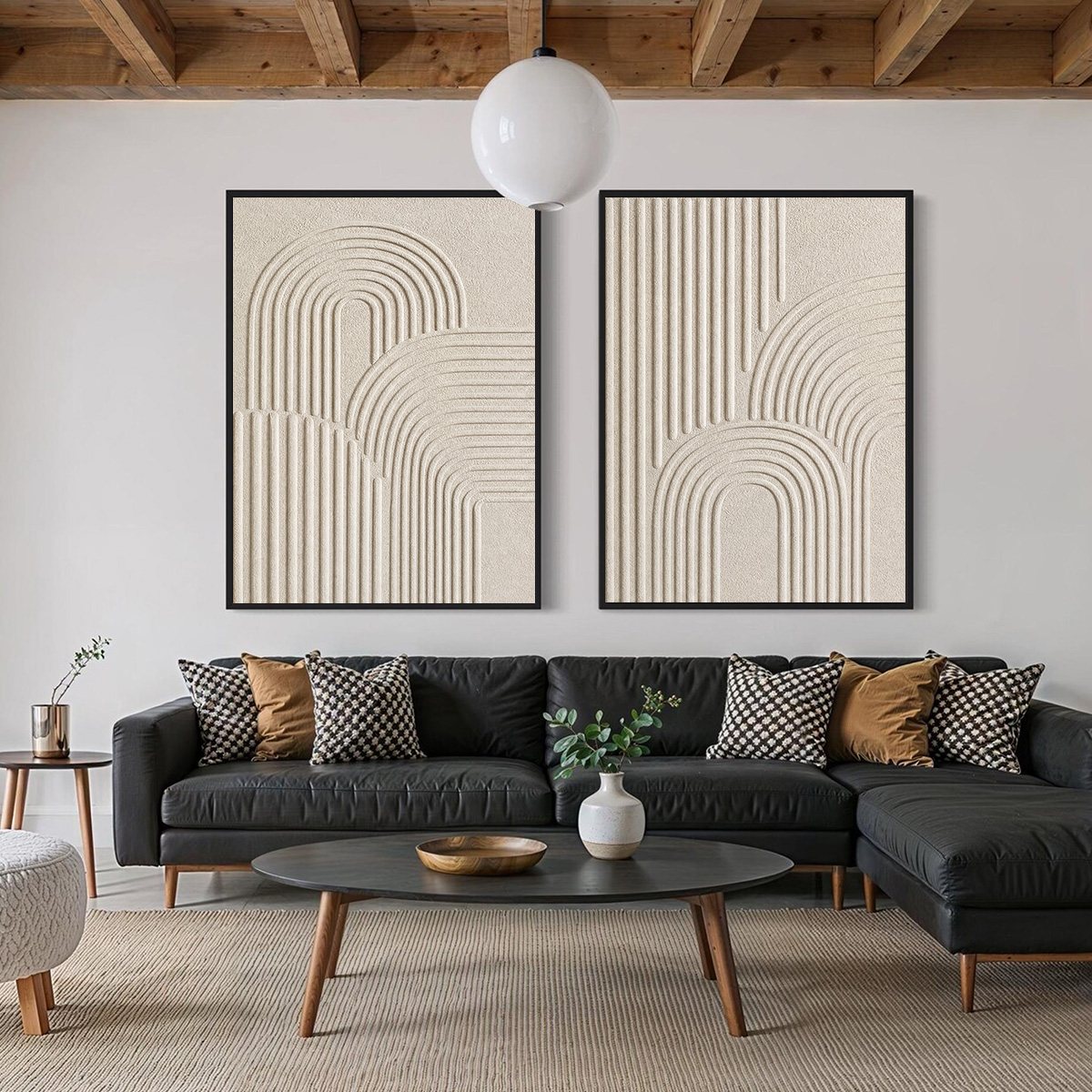CONTINUUM: Beige Textured Minimalist Wabi-Sabi Abstract Diptych