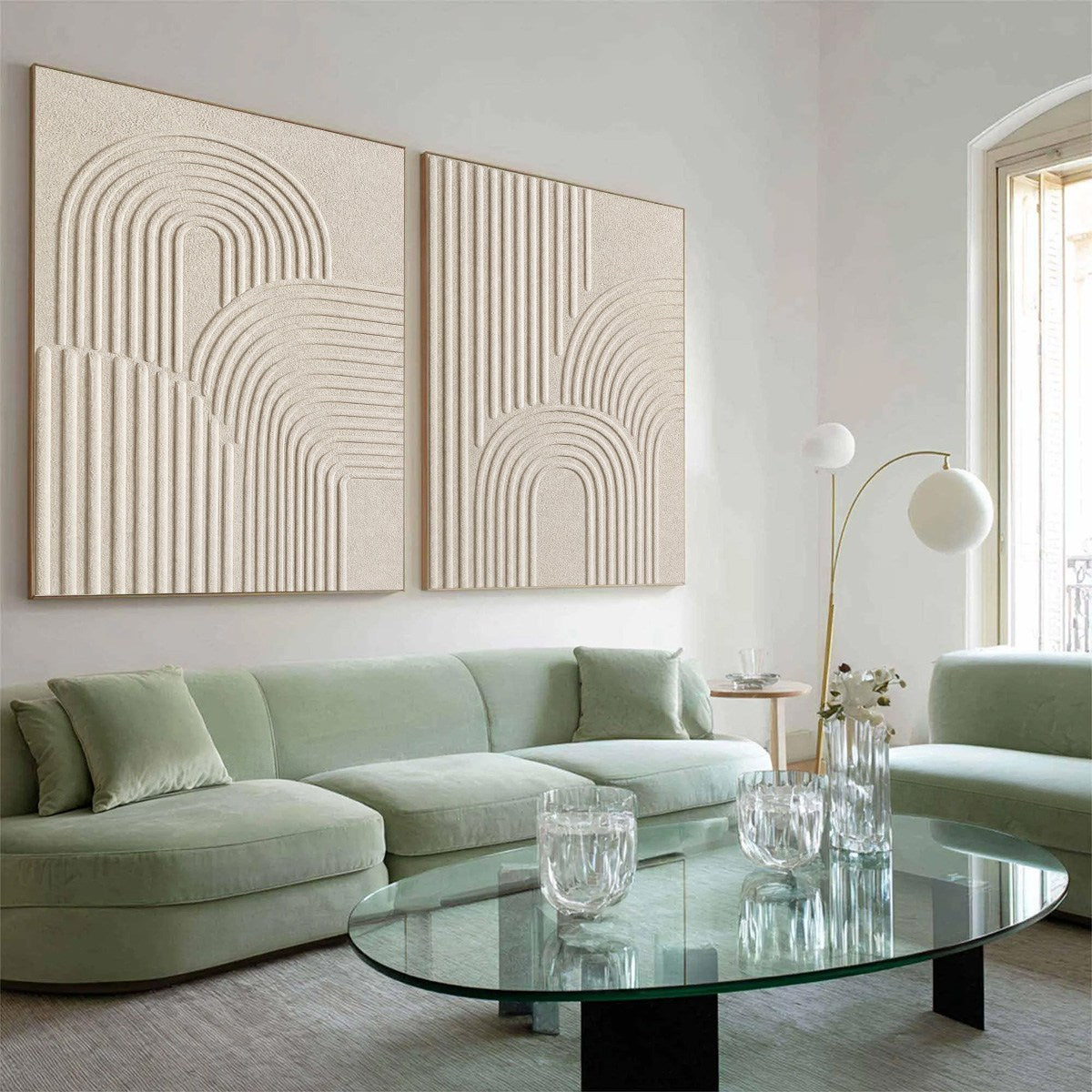 CONTINUUM: Beige Textured Minimalist Wabi-Sabi Abstract Diptych