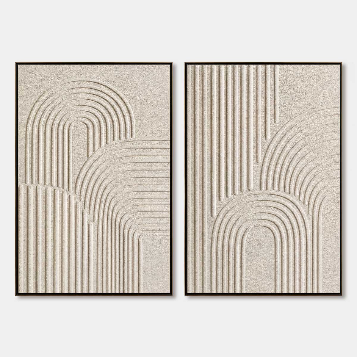 CONTINUUM: Beige Textured Minimalist Wabi-Sabi Abstract Diptych