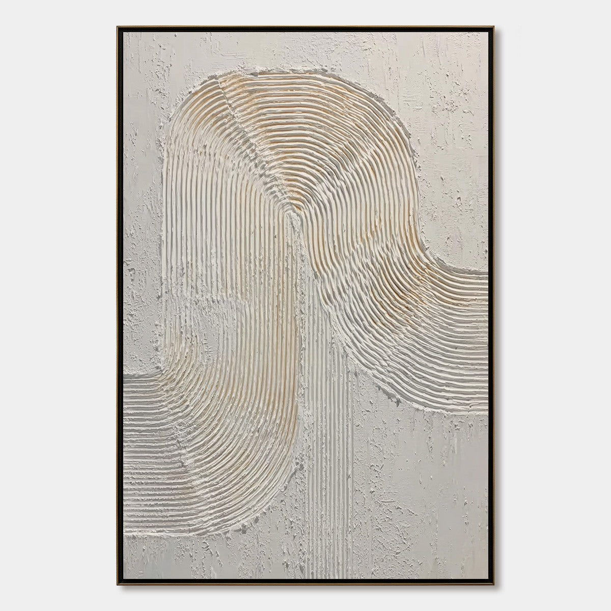 CONTINUUM: Textured Minimalist Abstract Painting in White and Beige