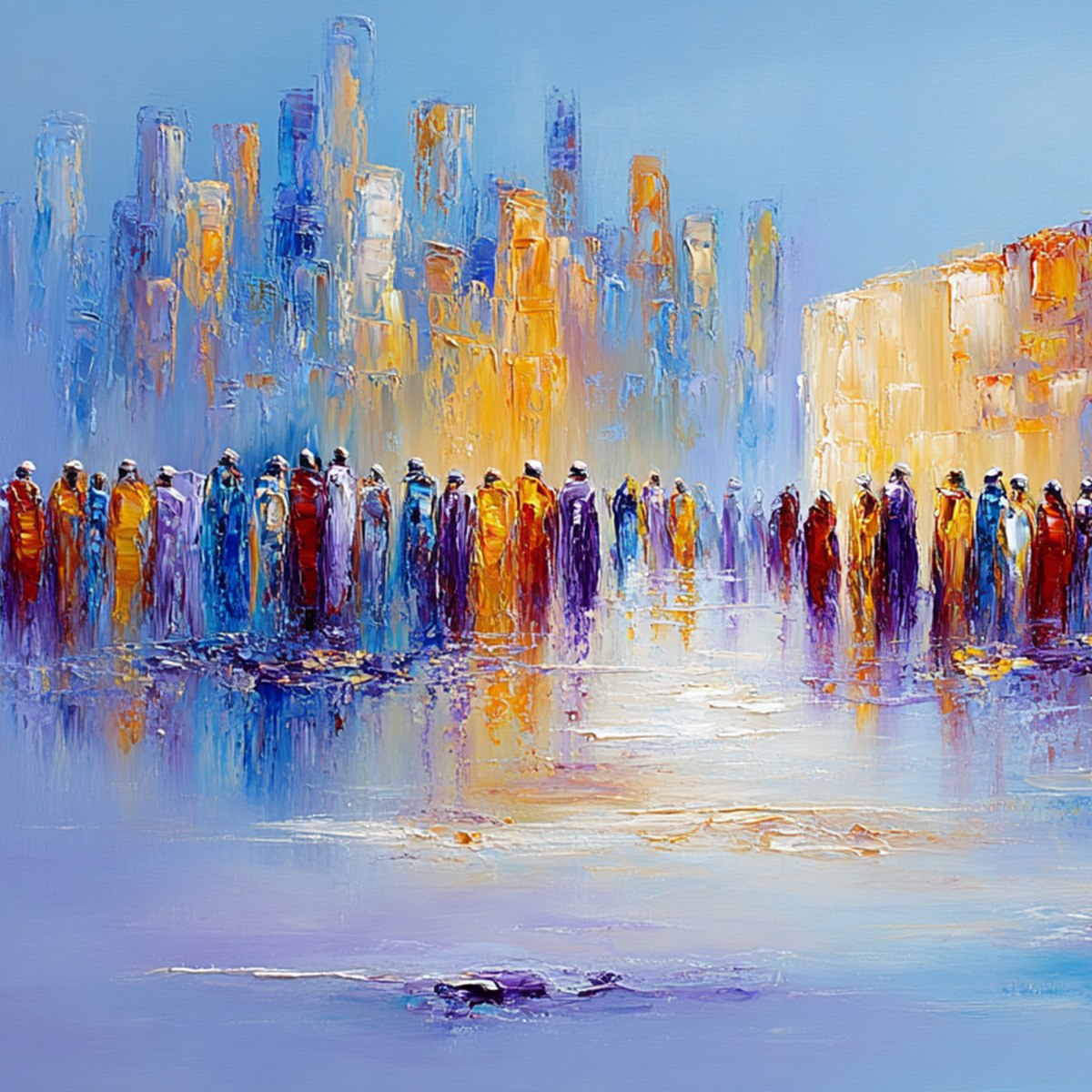 CONVERGENCE: Abstract Figurative Cityscape Palette Knife Painting