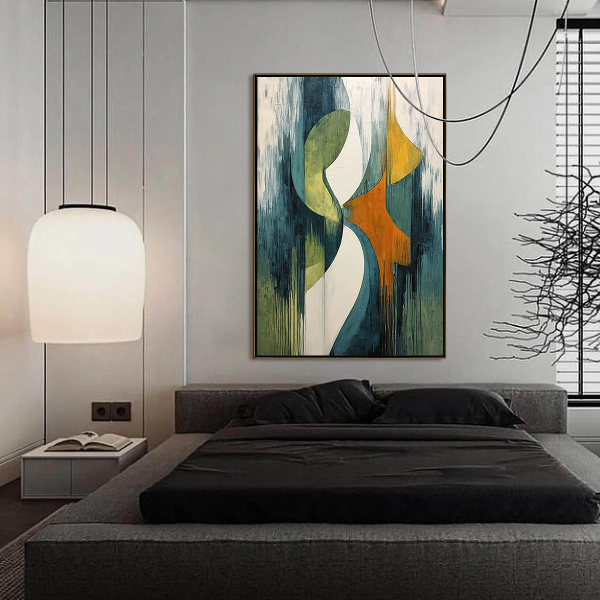CONVERGENCE: Bold Vertical Abstract Painting with Textured Color Blocks