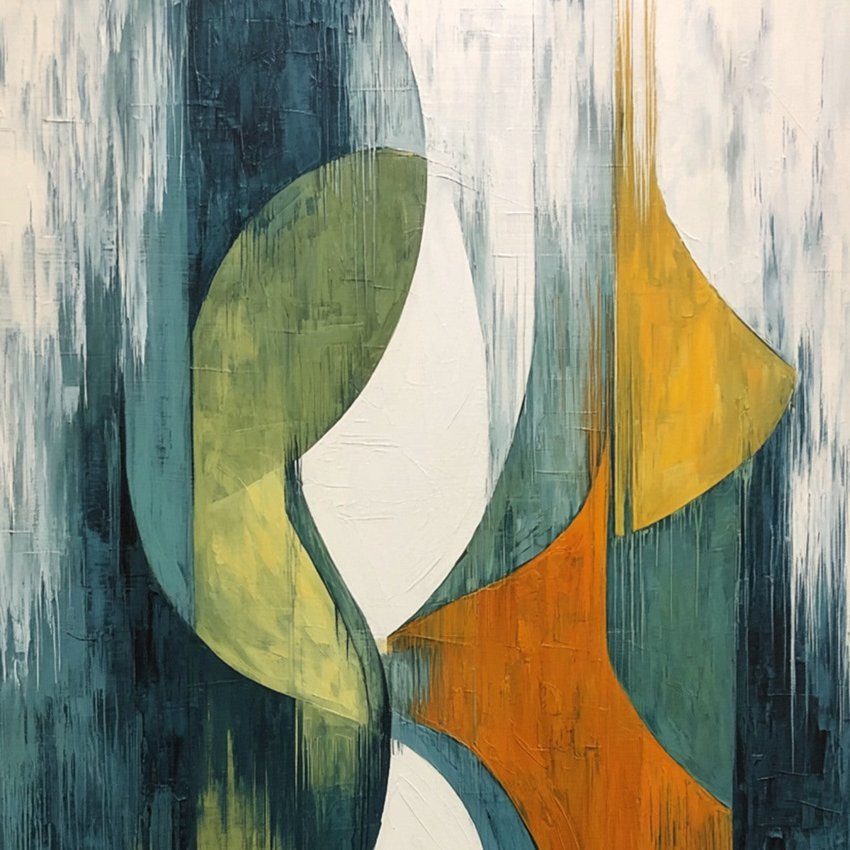 CONVERGENCE: Bold Vertical Abstract Painting with Textured Color Blocks
