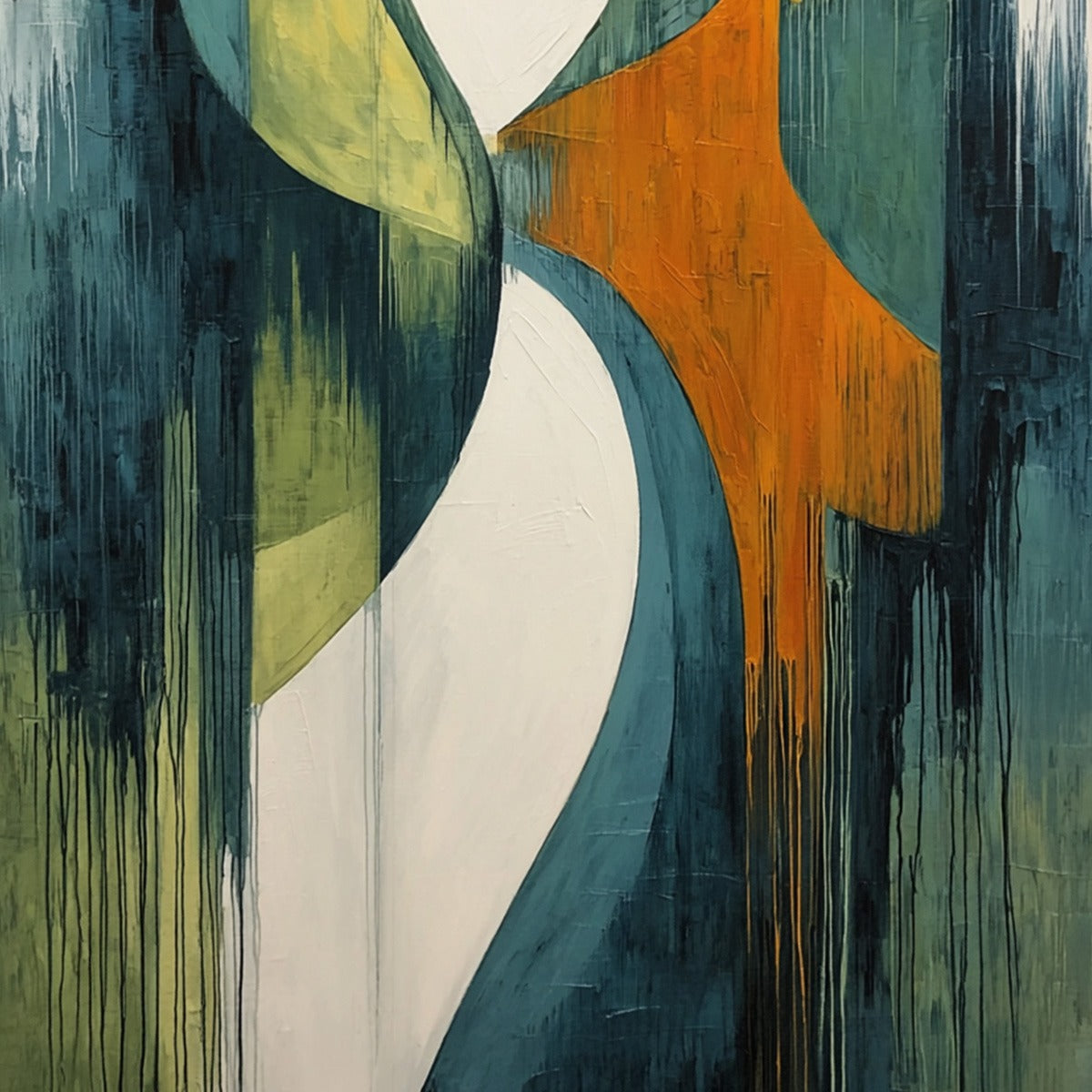 CONVERGENCE: Bold Vertical Abstract Painting with Textured Color Blocks