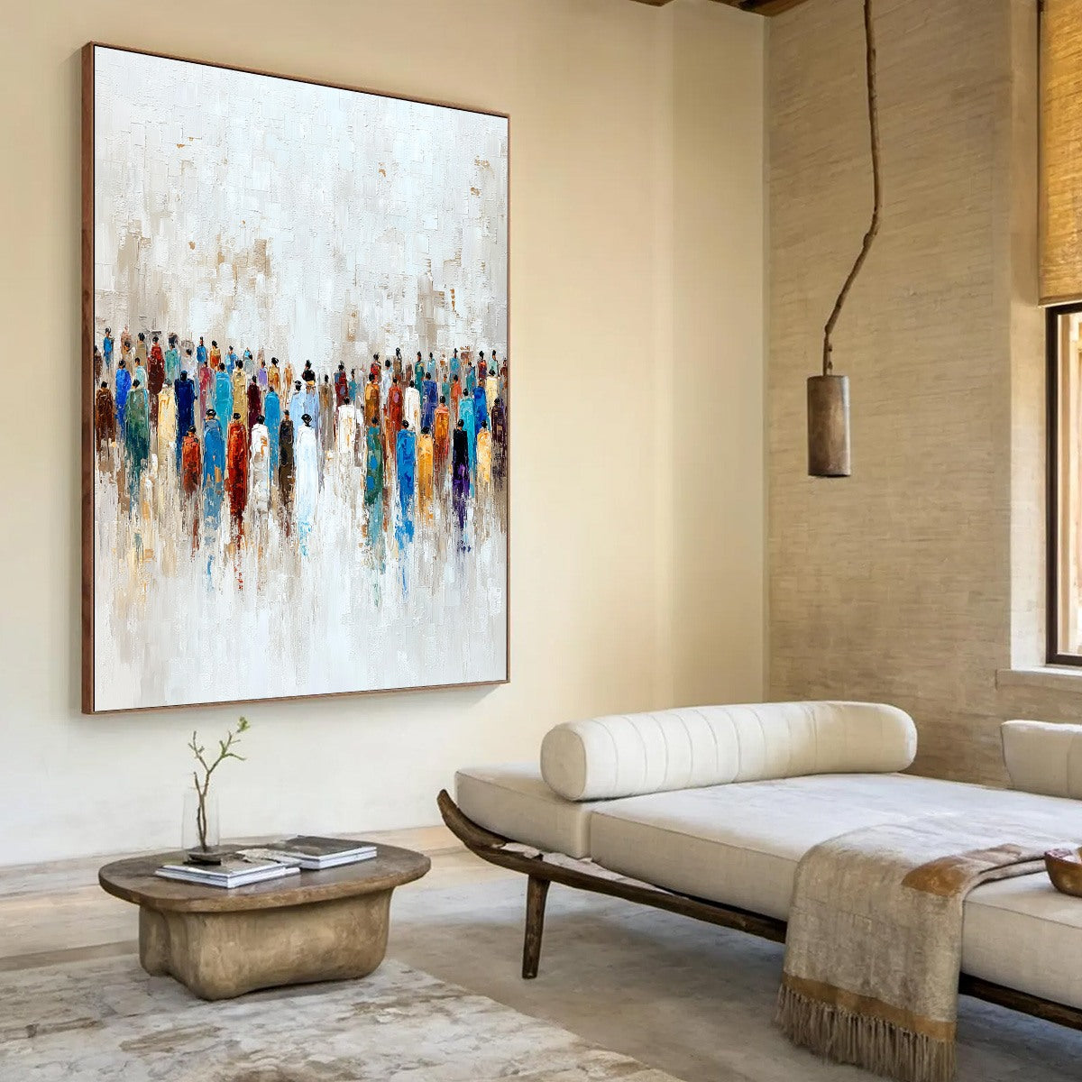 CONVERGENCE: Colorful Abstract Figurative Painting of a Crowd