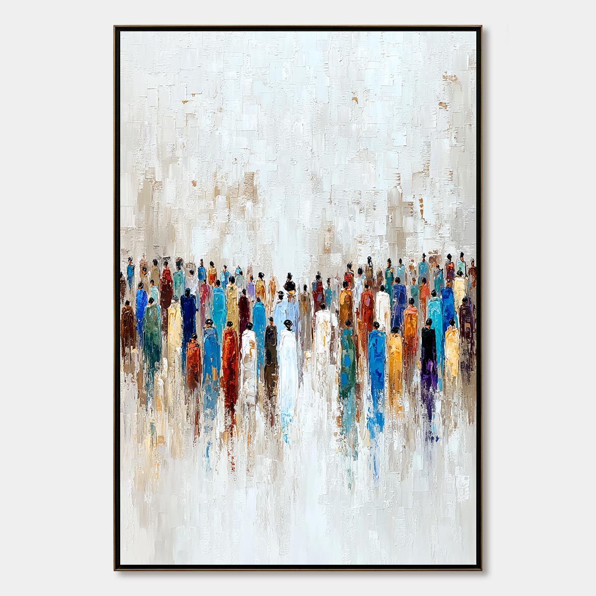 CONVERGENCE: Colorful Abstract Figurative Painting of a Crowd