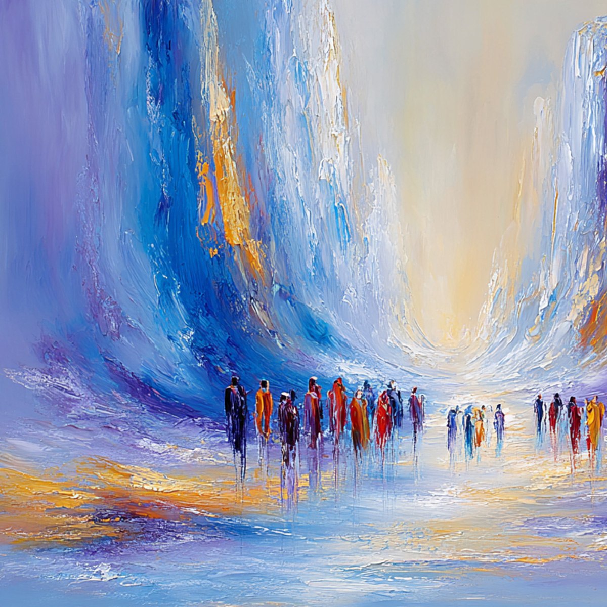 CONVERGENCE: Large Colorful Abstract Figurative Oil Painting