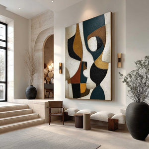 CONVERGENCE: Large Textured Geometric Abstract Oil Painting
