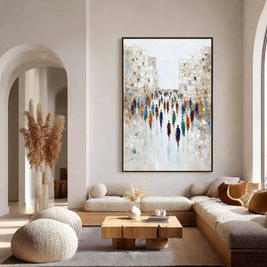 CONVERGENCE: Textured Abstract Figurative Cityscape Painting