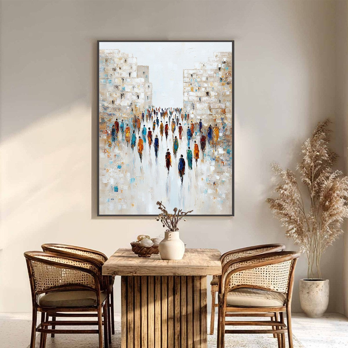 CONVERGENCE: Textured Abstract Figurative Cityscape Painting