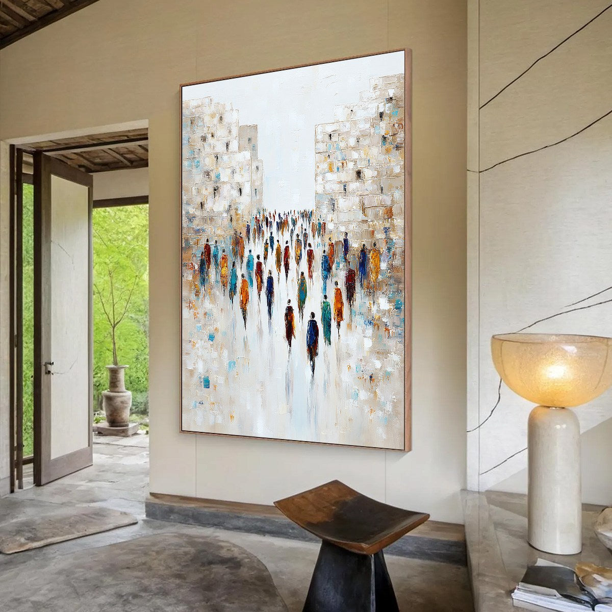 CONVERGENCE: Textured Abstract Figurative Cityscape Painting