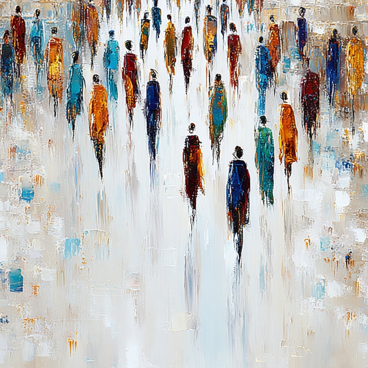 CONVERGENCE: Textured Abstract Figurative Cityscape Painting