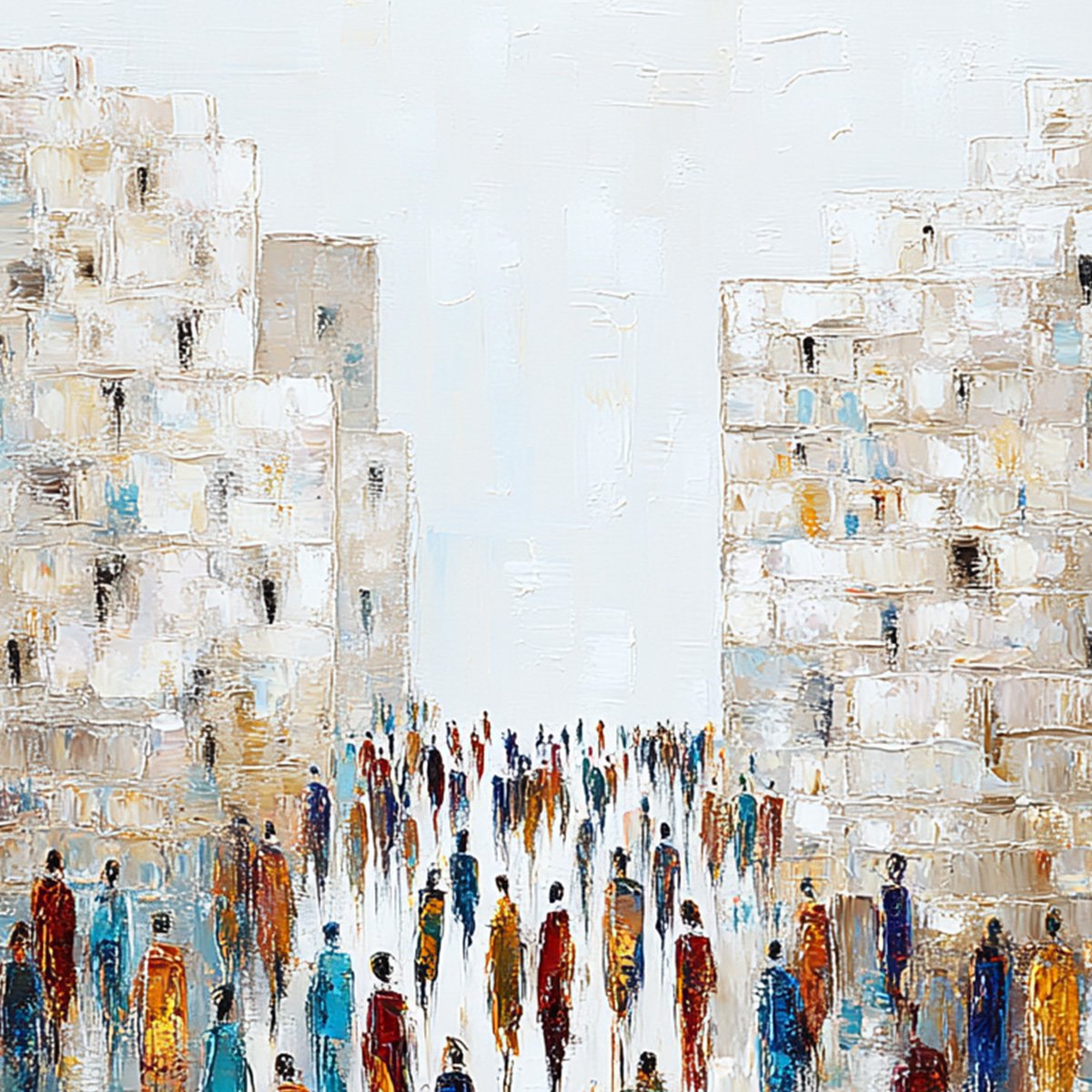 CONVERGENCE: Textured Abstract Figurative Cityscape Painting