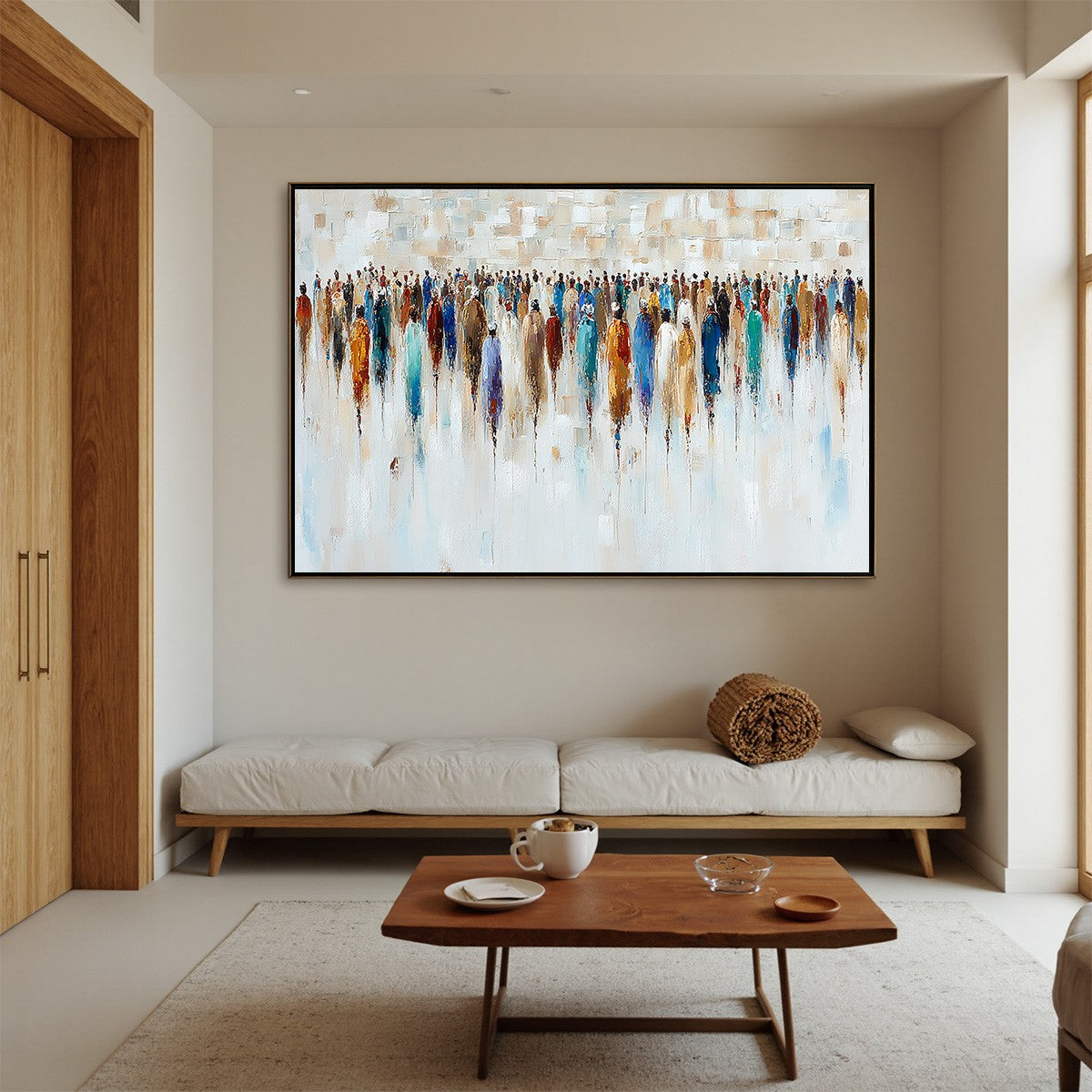 CONVERGENCE: Textured Abstract Figurative Crowd Painting