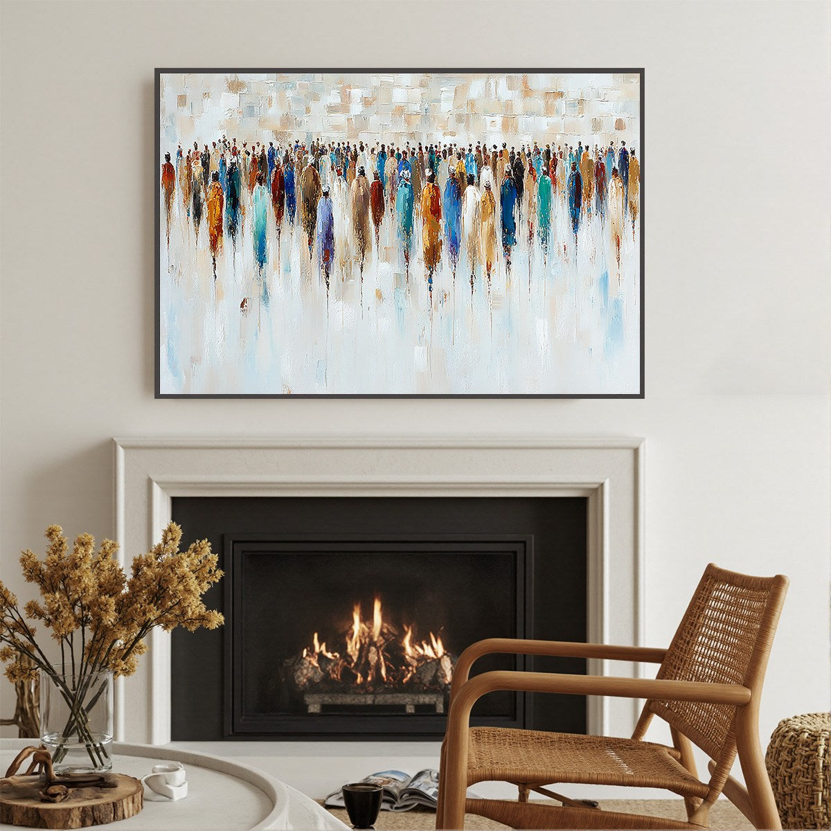 CONVERGENCE: Textured Abstract Figurative Crowd Painting