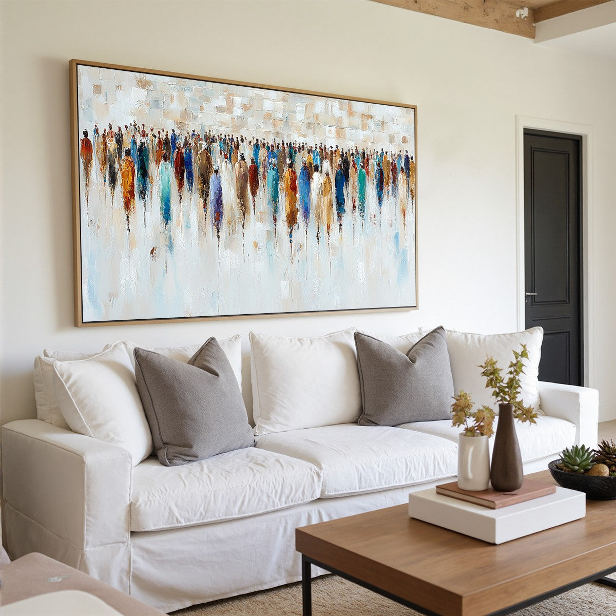 CONVERGENCE: Textured Abstract Figurative Crowd Painting