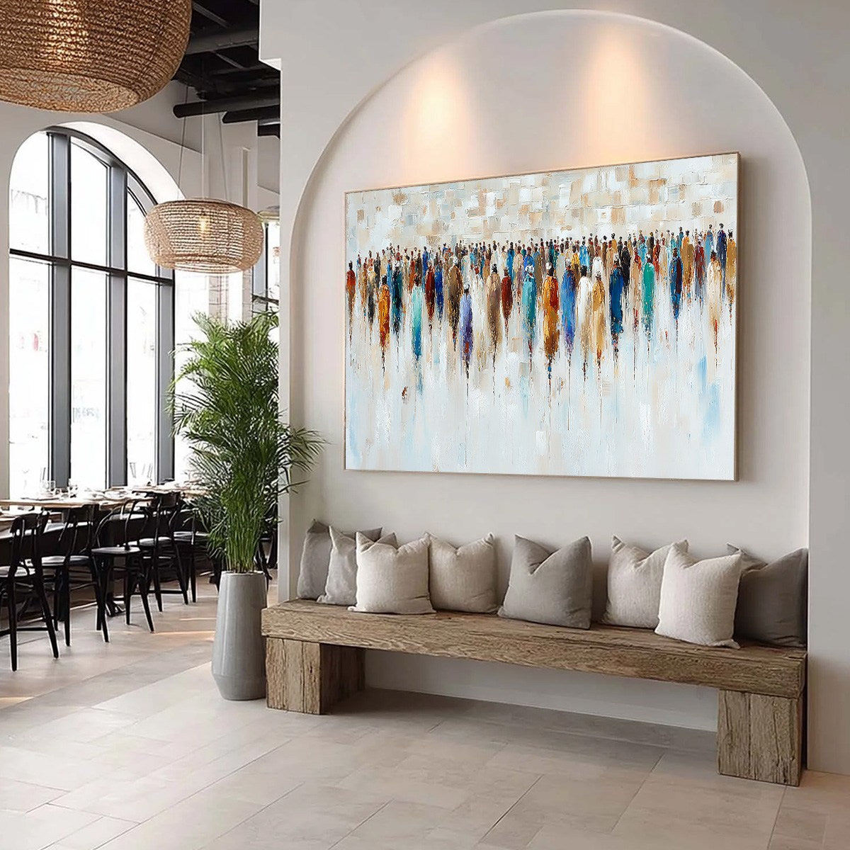 CONVERGENCE: Textured Abstract Figurative Crowd Painting