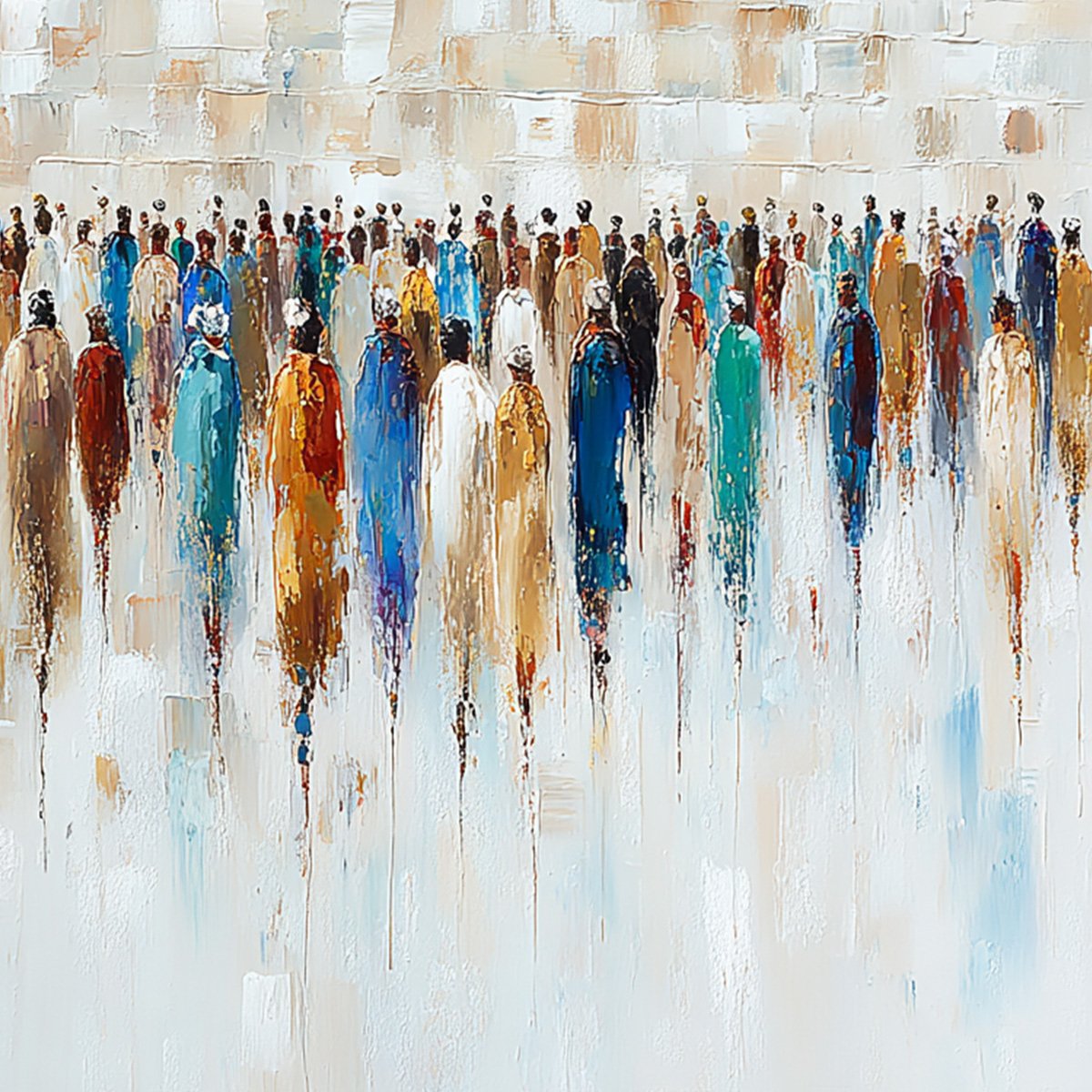 CONVERGENCE: Textured Abstract Figurative Crowd Painting