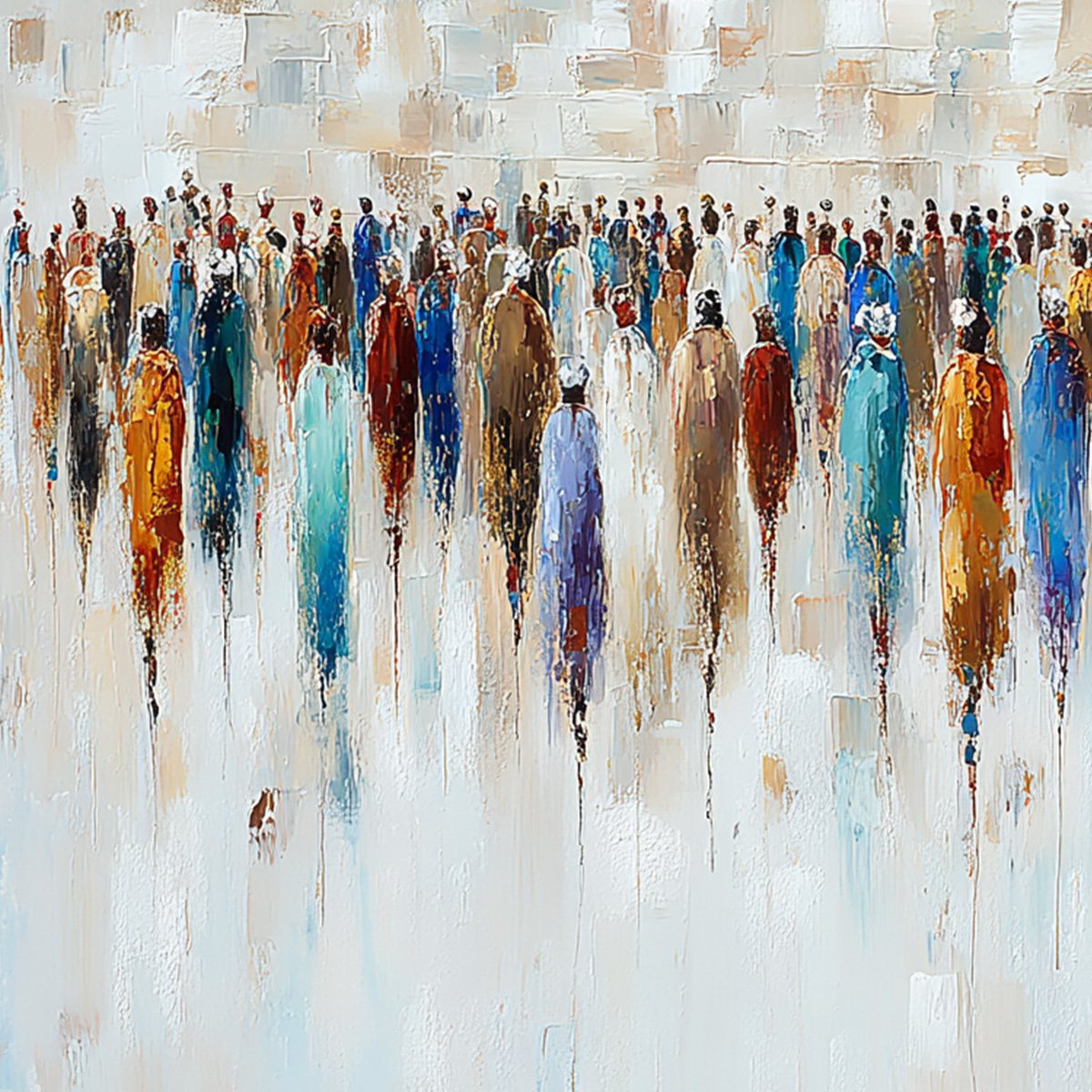 CONVERGENCE: Textured Abstract Figurative Crowd Painting