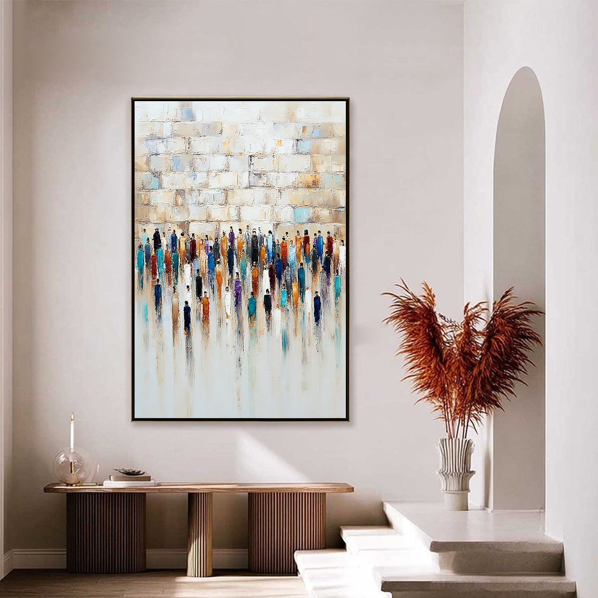 CONVERGENCE: Textured Abstract Figurative Painting of People Gathering