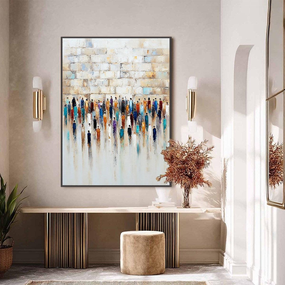 CONVERGENCE: Textured Abstract Figurative Painting of People Gathering