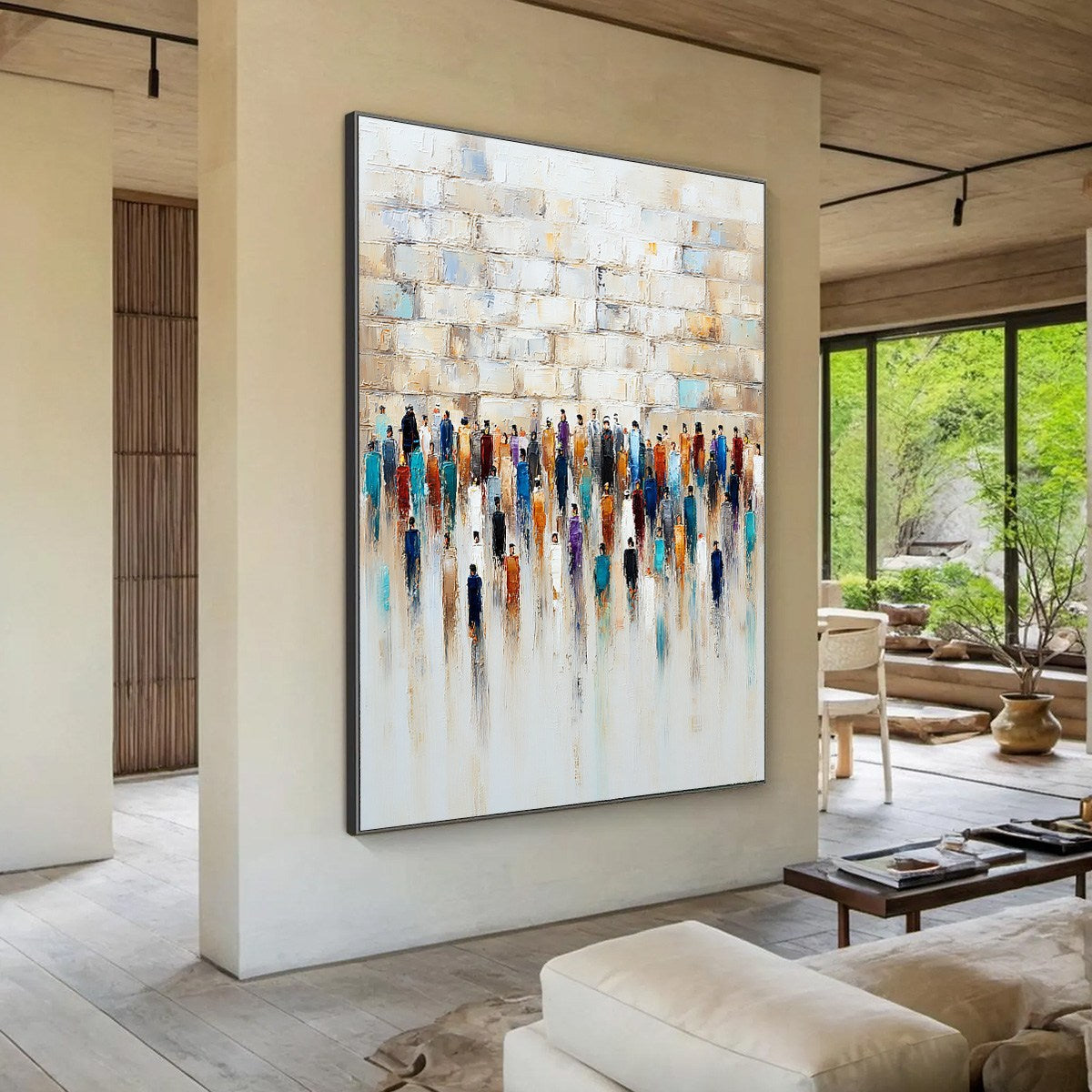 CONVERGENCE: Textured Abstract Figurative Painting of People Gathering